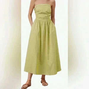 Green stripped dress, size M